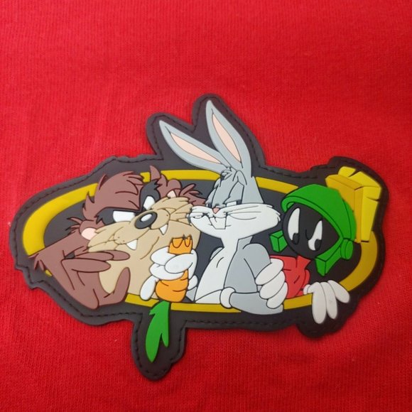 Vintage 90s Warner Bros Store Men M T Shirt Rubber Taz Bugs Bunny Marvin V Neck - Picture 3 of 7